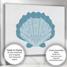 Decorative Blue Scallop Seashell Ocean Inspired Illustration Canvas Wall Art Print Decor Picture Ready To Hang - thumbnail 3