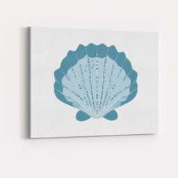 Decorative Blue Scallop Seashell Ocean Inspired Illustration Canvas Wall Art Print Decor Picture Ready To Hang - thumbnail 4