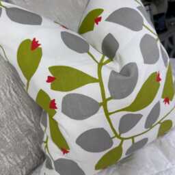 Decorative Cushion Cover Green Grey , Cotton Pillow For Sofa - Bed/Retro Scandi Print Rosehip Scion Fabric - thumbnail 2