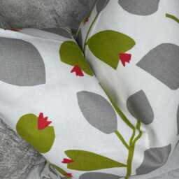 Decorative Cushion Cover Green Grey , Cotton Pillow For Sofa - Bed/Retro Scandi Print Rosehip Scion Fabric - thumbnail 3