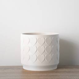 "Heart Planter With Drainage & Saucer in White, Cute 3D-Printed Plant Pot, Small To Large Sizes 4"" 5"" 6"" 7"" 8" - thumbnail 2