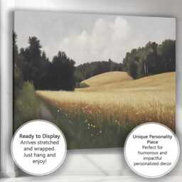Peaceful Country Path Golden Wheat Field Landscape Canvas Wall Art Print Decor Picture Ready To Hang - thumbnail 3