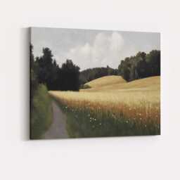 Peaceful Country Path Golden Wheat Field Landscape Canvas Wall Art Print Decor Picture Ready To Hang - thumbnail 4