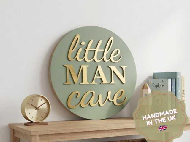 Little Man Cave Wooden Sign - Nursery & Playroom Wall Decor - image 1