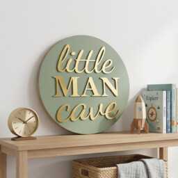 Little Man Cave Wooden Sign - Nursery & Playroom Wall Decor - thumbnail 4