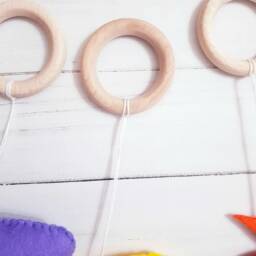 Wooden Play Gym For Baby Felt Rocket Moon Comet Space Galaxy - thumbnail 3
