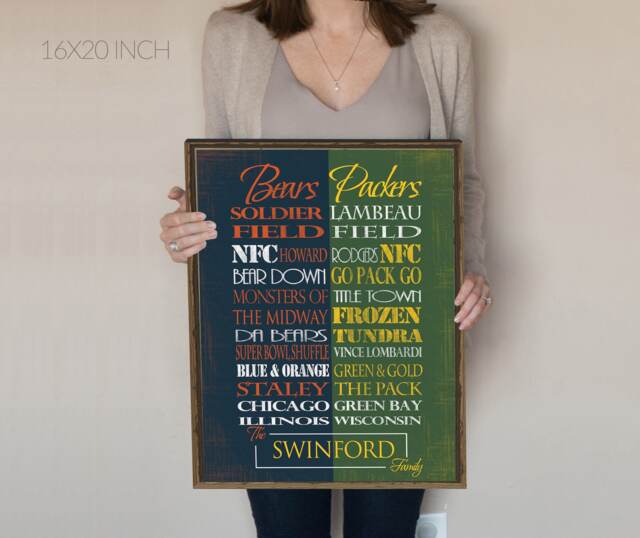 Personalized Chicago Bears/Green Bay Packers House Divided Print Or Canvas. House Divided Bears. Packers. Housedivided - image 1