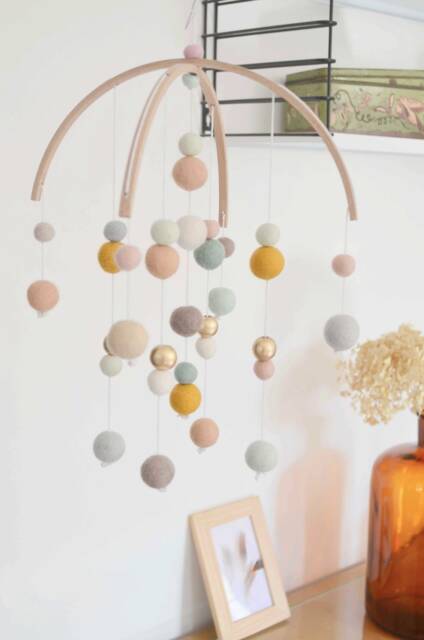 Decorative Pendant Lamp Calm For Dreamers in Wool Balls & Wood - image 1