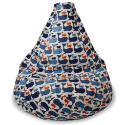 Linen Bean Bag Chair Cover, Blue Whale Print, Coastal Home Decor - thumbnail 2