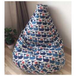 Coastal Floor Lounger Blue Whale Bean Bag Chair Cover With Inner Liner Maritime Seating - thumbnail 1