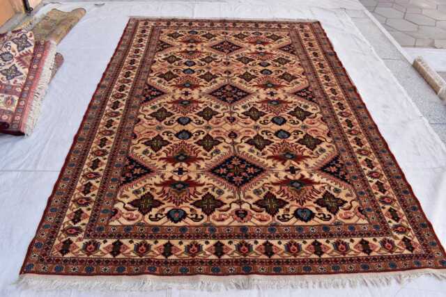 Handcrafted 80% Silk Kazak Rug Afghan Tribal Design, 9.11x7 Ft - image 1