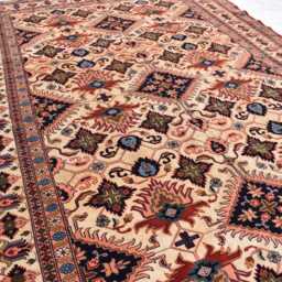 Handcrafted 80% Silk Kazak Rug Afghan Tribal Design, 9.11x7 Ft - thumbnail 3