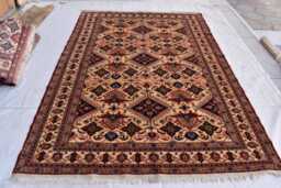 Handcrafted 80% Silk Kazak Rug Afghan Tribal Design, 9.11x7 Ft - thumbnail 1