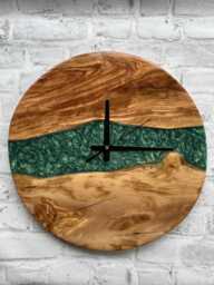 Minimal Frameless Wall Clock, Handcrafted Silent Clock With Live Edge Wood, Artsy For Kitchen, Livingroom, Bedroom, Home & Office - thumbnail 1