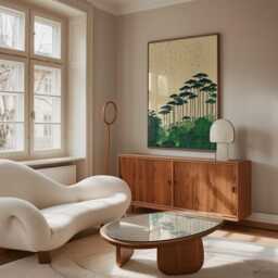 Henri Rousseau Style Jungle Poster - Tropical Botanical Rain Art Print Minimalist Tall Palm Tree Wall Decor - thumbnail 3
