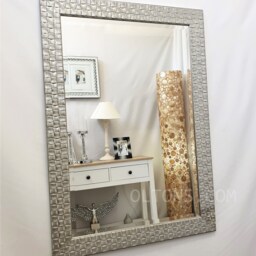 John Lewis Antique White Silver Mosaic Wall Mirror Solid Wood Frame 106x76cm Bevelled Glass Made in UK - thumbnail 2