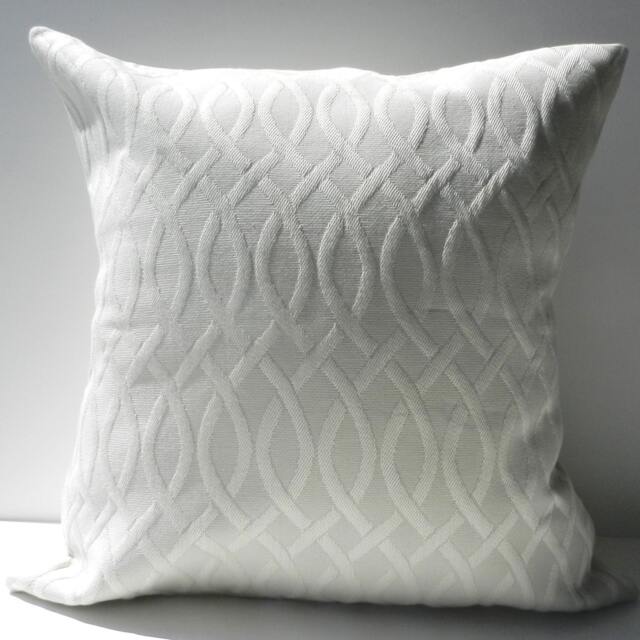 New 18x18 Inch Designer Handmade Pillow Cases in Warm White Woven Fabric With Trellis Pattern