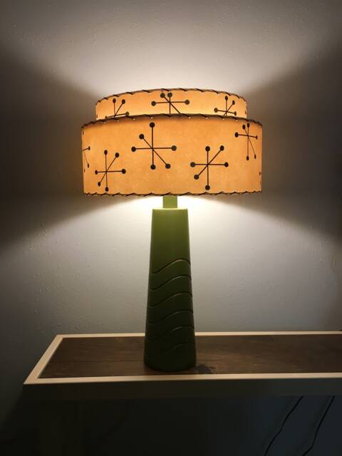 Mid Century Vintage Style 2 Tier Fiberglass Lamp Shade Modern Starburst Retro Ivory/Ivory - image 1