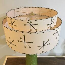 Mid Century Vintage Style 2 Tier Fiberglass Lamp Shade Modern Starburst Retro Ivory/Ivory - thumbnail 3