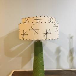 Mid Century Vintage Style 2 Tier Fiberglass Lamp Shade Modern Starburst Retro Ivory/Ivory - thumbnail 2