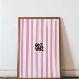 Good Vibes Print, Unframed Art, Bold Kitchen Posters, Trendy Decor, Living, Typography, Retro, House, Stripes, Bedroom, Striped - thumbnail 3