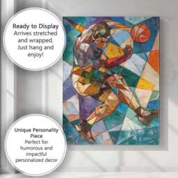Cubist Basketball Player Dynamic Sports Portrait Canvas Wall Art Print Decor Picture Ready To Hang - thumbnail 3