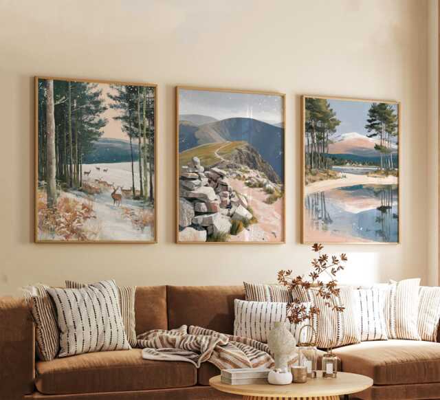 Set Of 3 Cairngorms National Park Posters, Scottish Landscape Wall Art, Nature Print Set, Mountain Decor, Modern Travel Artwork, UK Style - image 1