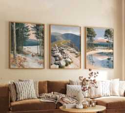 Set Of 3 Cairngorms National Park Posters, Scottish Landscape Wall Art, Nature Print Set, Mountain Decor, Modern Travel Artwork, UK Style - thumbnail 1