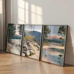 Set Of 3 Cairngorms National Park Posters, Scottish Landscape Wall Art, Nature Print Set, Mountain Decor, Modern Travel Artwork, UK Style - thumbnail 3