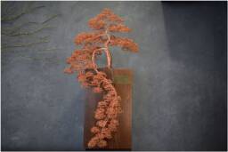 Large Copper Wire Bonsai Tree - 7 Year Wedding Anniversary Engraved Dedication Meditation Decor Handmade Sculpture Chakra Tree