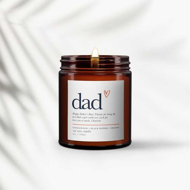 Personalised Father's Day Candle Natural Essential Oil Soy Wax - image 1