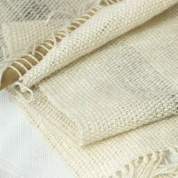 Misty Sound - Handwoven Wool Wall Tapestry Large Neutral Striped Boho Art - thumbnail 2