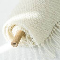 Misty Sound - Handwoven Wool Wall Tapestry Large Neutral Striped Boho Art - thumbnail 4