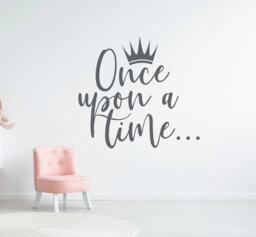 Personalized Princess Room Vinyl Decal, Custom Name For Girls Room, Once Upon A Time Wall Art Decor, Cinderella Themed Bedroom Decorations - thumbnail 1