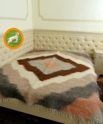 Handwoven Wool Blanket, Boho Bedspread, Organic Ukrainian Lizhnyk Throw - 220x190 cm