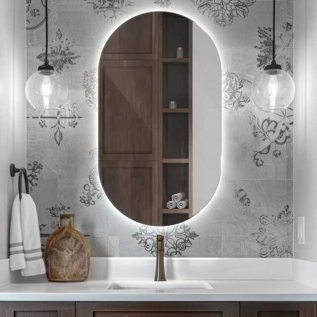 Classic Oval Led Mirror, Small Makeup Bedroom Mirror With Light, Stylish Backlight, Frameless - image 1