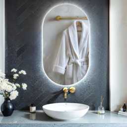 Classic Oval Led Mirror, Small Makeup Bedroom Mirror With Light, Stylish Backlight, Frameless - thumbnail 2