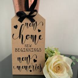 New Home Wooden Tag Sign, Satin Ribbon, Housewarming Gift - thumbnail 3