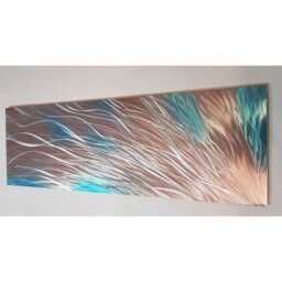 Modern Abstract Metal Wall Art, Copper, Silver & Teal, Indoor/Outdoor Decor - thumbnail 2