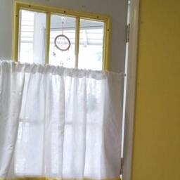 Kitchen Curtains, White Linen Cafe Curtain, Irish Handkerchief , Cafe Curtains, Lace Curtain, Sunflower Curtains - thumbnail 2