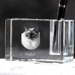 Ragdoll, Crystal Pen Holder With Cat, Souvenir, Decoration, Limited Edition, Collection - thumbnail 2