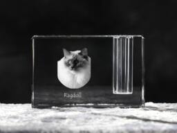 Ragdoll, Crystal Pen Holder With Cat, Souvenir, Decoration, Limited Edition, Collection - thumbnail 1