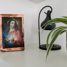 Sacred Heart Wooden Wall Art By Pompeo Batoni Rose Gold Catholic Decor - thumbnail 3