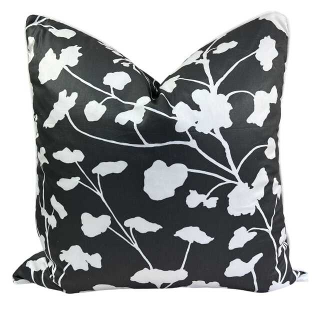Schumacher Luxury Designer Pennick Floral Black White Cushion Pillow Sofa Cover - image 1