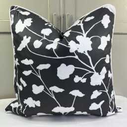 Schumacher Luxury Designer Pennick Floral Black White Cushion Pillow Sofa Cover - thumbnail 2