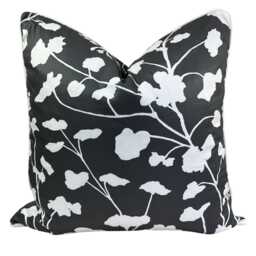 Schumacher Luxury Designer Pennick Floral Black White Cushion Pillow Sofa Cover - thumbnail 1