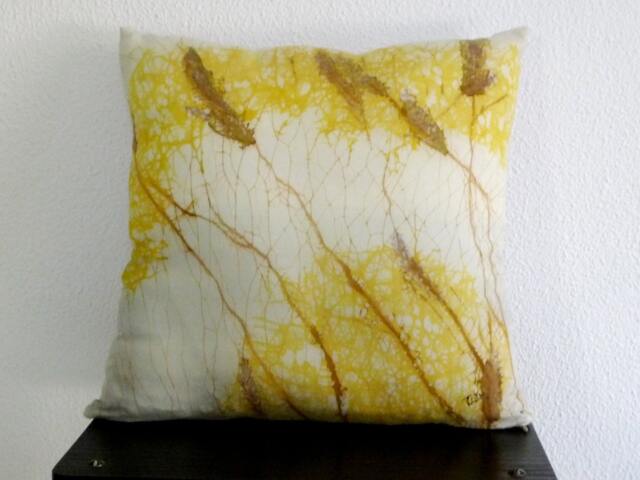 Decorative Throw Pillow, Silk Cushion Cover Case, Abstract Art Hand Painted Pillow, One Of The Kind Gift - image 1