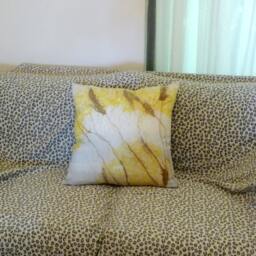 Decorative Throw Pillow, Silk Cushion Cover Case, Abstract Art Hand Painted Pillow, One Of The Kind Gift - thumbnail 4
