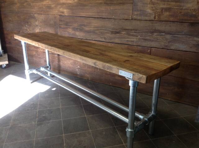 Industrial Hallway/Boot-Room Bench With Shelf Or Rails, Reclaimed Scaffold Board & Galvanised Steel - image 1