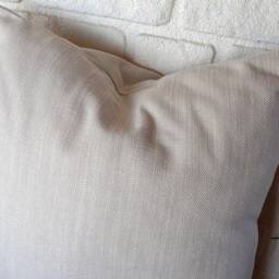 Saddle Tan Faux Leather Pillow Cover Linen Accent, 18x18 - thumbnail 4